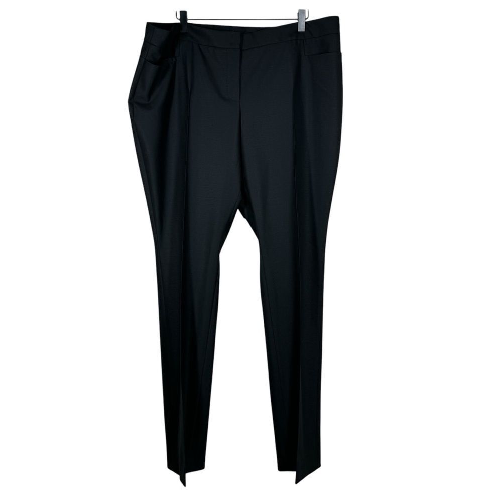 New Akris Punto Black Wool Slim Straight Leg Trouser Pants Stretch Wool Blend 16